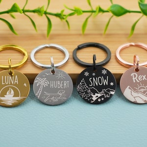 Personalized dog cat medal engraved Tag round medallion engraving on stainless steel label animal identification collar