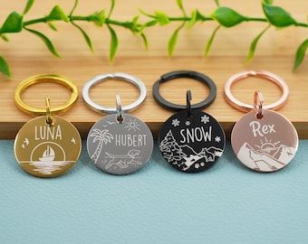 Personalized dog cat medal engraved Tag round medallion engraving on stainless steel label animal identification collar