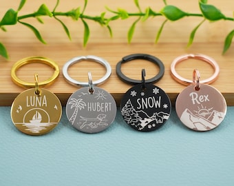 Personalized dog cat medal engraved Tag round medallion engraving on stainless steel animal identification label collar