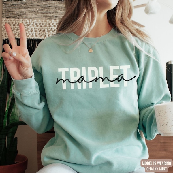 Triplet Mom Sweatshirt, Mom of Triplets Pregnancy Shirt, Expecting Mom Gift Triplet Baby Shower Gift for Expecting Mom, Triplet New Mom Gift