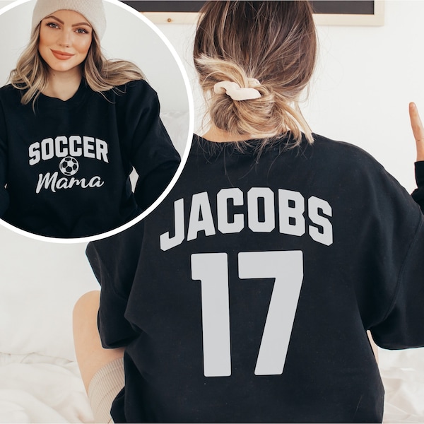 Soccer Mom Shirt Custom Number, Personalized Soccer Mom Sweatshirt, Soccer Mom Crewneck, Soccer Mama Gift, Game Day Sports Mom Shirt Jersey