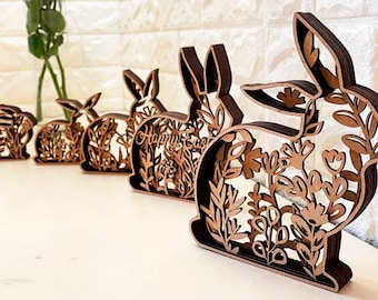 Wooden Easter Bunnies - Easter Decor - Easter Home Decor - Farmhouse Decor - Easter bunny - Bunny rabbit figurines - Easter Home Decor