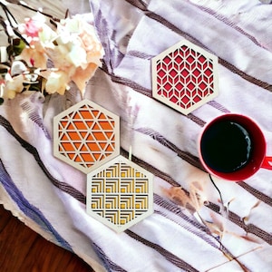 Laser cut сoaster expressions: Unleash Your Style with our coasters - Home decor - Housewarming gift - Set of 4