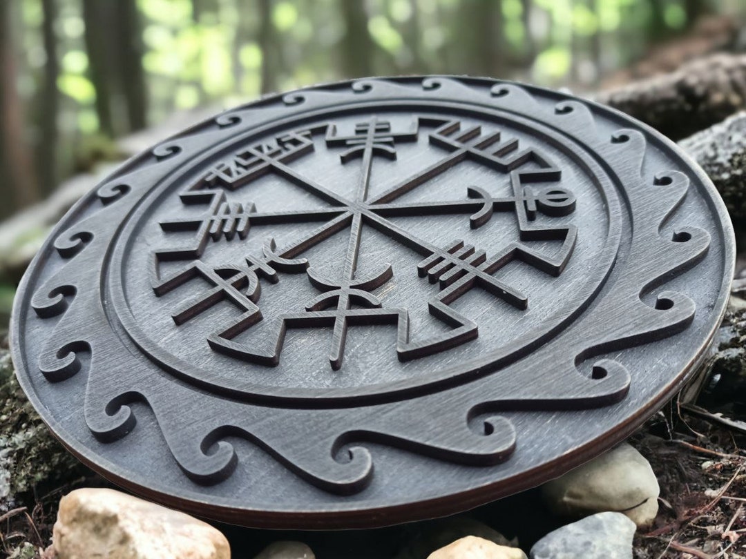 Handcrafted Viking Compass Wall Decor Vegvísir Wall Hanging Art Unique