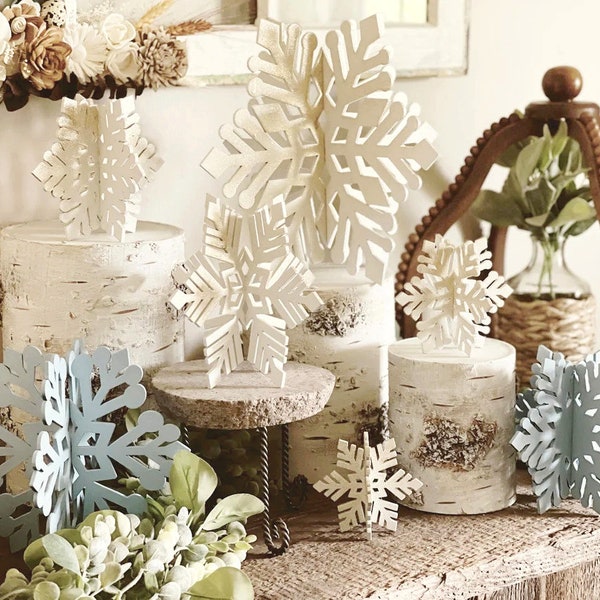 3D Snowflakes, Set of 7, Christmas ornaments, Farmhouse Ornaments, Rustic Christmas, Large Snowflakes for Christmas Holiday, New Year Party