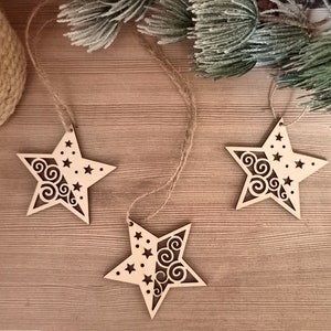 Christmas tree decor, Wooden Christmas Star, Wooden star, Christmas decoration