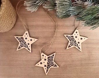 400 Stelline In Legno Per Decorazioni Fai Da Te - 4 Misure Diverse Per Natale E Craft - Foto 8
