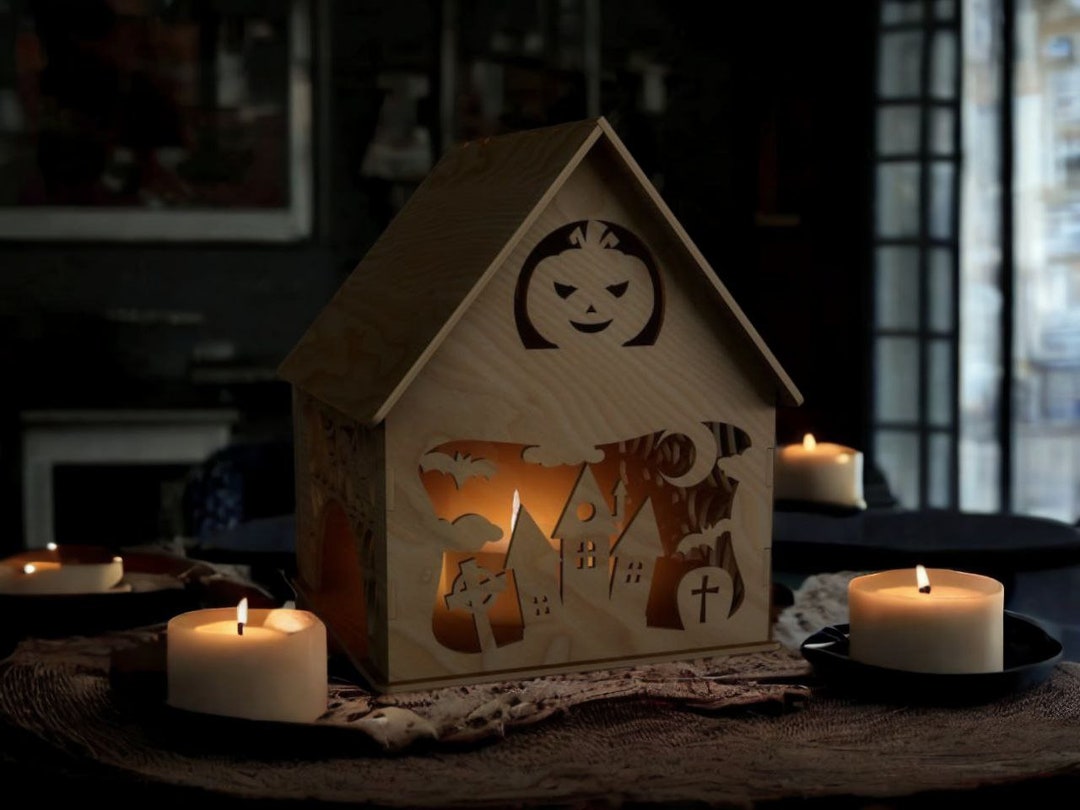 Haunted House Candle Holder Halloween Decor Spooky Etsy