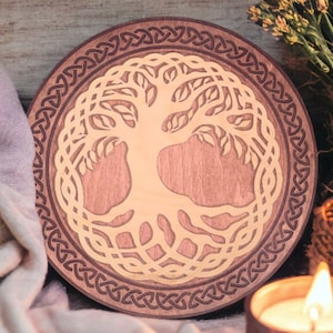 Celtic Tree of Life Wall Decor - Double-Layered Birch Plywood Wall Decor with Scandinavian Ornament - Unique Home Gift, Wooden Art
