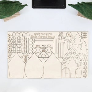 Diseño intercambiable de su propia casa de pan de jengibre, Linda actividad navideña para niños, kit de manualidades navideñas, árbol de bricolaje, kit de bricolaje navideño, decoración del hogar
