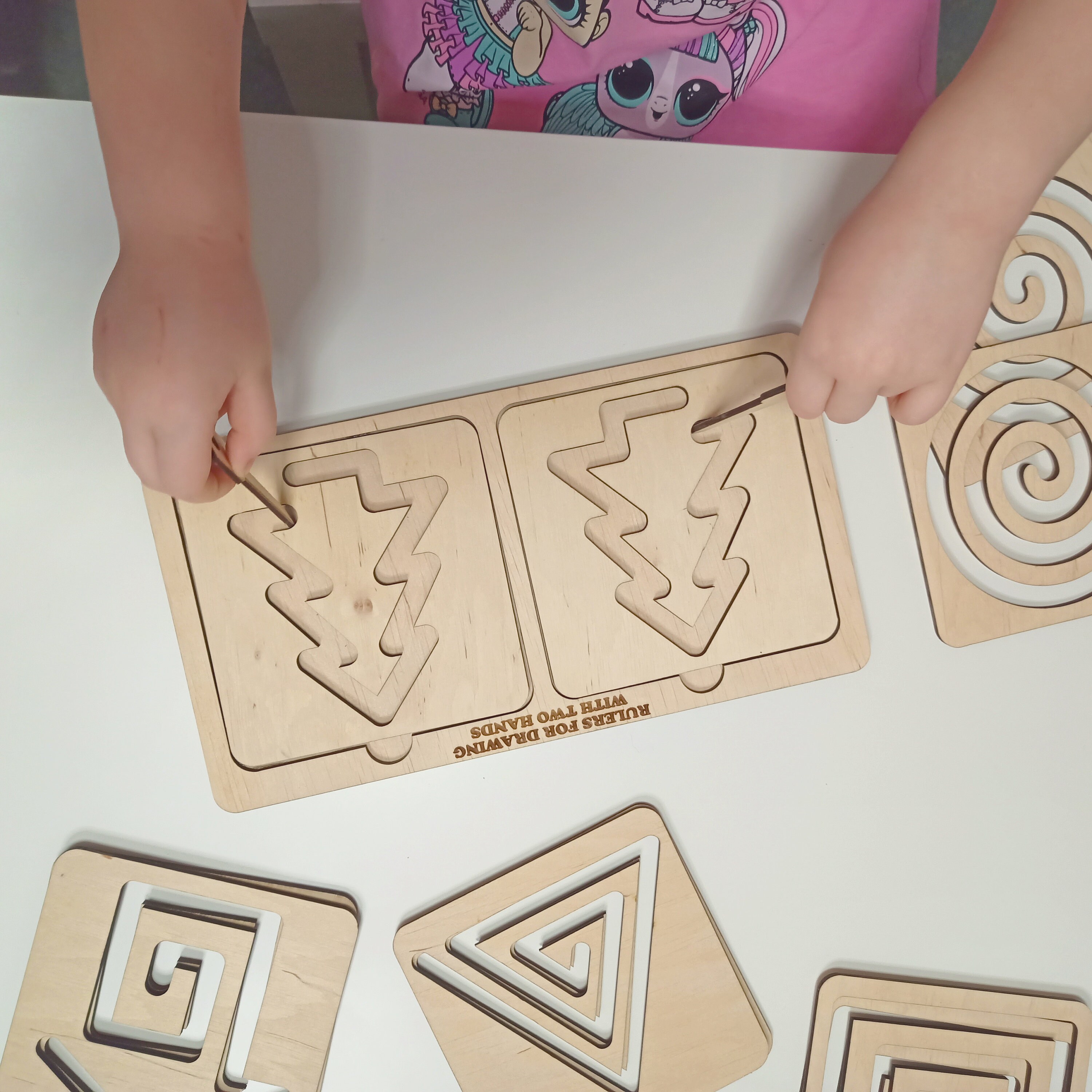 Rulers for Drawing With Two Hands, Wooden Montessori Educational Kids ...