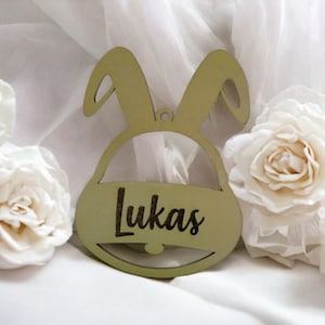 Gepersonaliseerde Bunny naamplaatje, aangepaste paasmandje tag, paasboom decoratie, kinderkamer decor, verjaardag, baby shower cadeau, creatieve activiteit