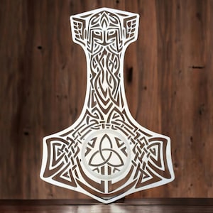 Mjolnir, Thor Hammer Coasters, Wooden Mjolnir, Viking Decor, Sacred Geometry Art, Wall Decor, Mjolnir Wall Hanging, Norse mythology, Hammer