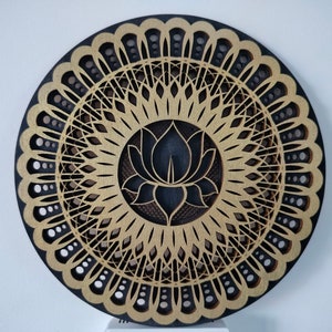 Lotus Flower Mandala Wood Wall Art Decor, Wooden Home Yoga Decor, Sacred Geometry Art for Meditation, Wall Hanging, Housewarming Gift