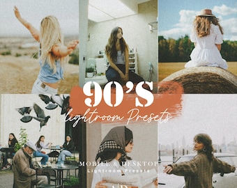 10 '90s Retro Film Lightroom Presets: Mobile & Desktop Kodak Film Colors, Aesthetic Film, Vintage, Warm, Grainy Premium Film Looks | Vintage