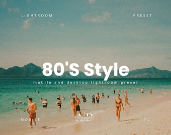 80s Style Lightroom Presets Kodak, Fujifilm, Film, Old, Summer, Grainy 35mm Analog Filter Vintage Film Look Presets Disposable Camera Preset