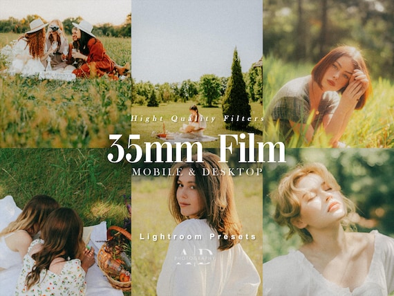 20 35 Film Lightroom Presets Vintage Retro Analog Vintage Film Look Analog Grain Soft Cinematic Tones Portrait Presets for Mobile & Desktop
