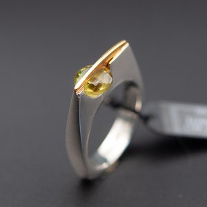 Zultanite Ring, Minimalist Line Style June birthstone ring gift, handmade Tsavorite jewelry, alternative engagement ring