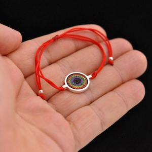 Micro Mosaic Infinity Silver String Bracelet