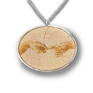 Creation of Adam Necklace Inspired by Michelangelo’s  - Mosaic Silver Necklace. Michelangelo's Jewelry