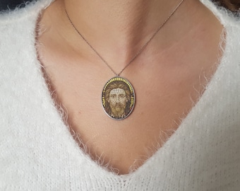Christ Jesus Silver Necklace, Messiah Necklace, Christian 925 sterling silver Pendant, Handmade mosaic Jesus Jewelry