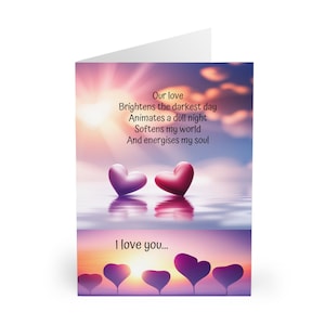 Grandes cartes de voeux pour les amoureux (paquet de 5), Saint-Valentin, anniversaire, message à l'amant, blanc à l'intérieur, mari, femme, petite amie, petit ami, cadeau