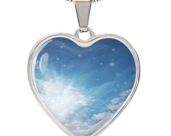 Angel Light Codes Necklace, Angel Haziel, Divine Forgiveness, Innocence of all, heart shaped pendant, engraving available, light encoded