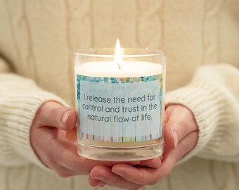 Peaceful Intentions Affirmation Glass Jar Candle, &quot;I release the need for control and trust in the natural flow of life.”, natural aroma