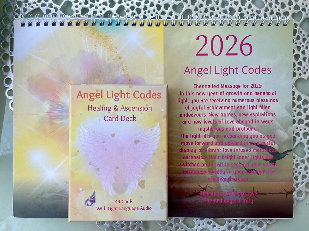 Angel Light Codes Oracle Deck Bundle With 2026 Wall Calendar- Healing ...