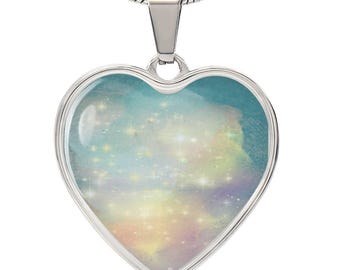 Twinflame Light Codes Necklace, light encoded with energies of twin flame Manifestation, dreaming it into reality, heart shaped, engraving