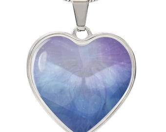 Angel Light Codes Necklace, Archangel Jophiel, Uplifting Energies of Beauty, heart shaped pendant, engraving option
