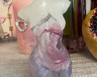 Naked lady figure candle pink rose