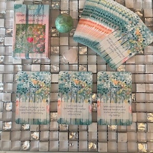 Tarjetas de paz interior, afirmaciones, juego de 30 tarjetas, elija una por día como tema del día, haga una tirada como cartas de oráculo, use con clientes que sanan