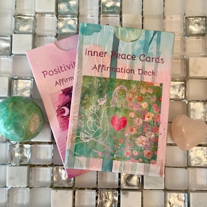 Juego de regalo de tarjetas de afirmación, paquete de dos barajas de tarjetas de afirmación, tarjetas de positividad, tarjetas de paz interior, 2 x juego de 30 tarjetas,