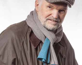 Men's scarf, Italian merino wool, merino scarf, petrol, rust, mottled, grey