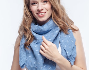 Muslin scarf, organic cotton, triangular scarf, double gauze, neck scarf