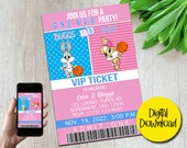 Looney Toons Gender Reveal, Digital Download, Ticket Invitation, Gender Reveal Party, Lola and Buggs Gender Party, Boy or Girl Invitation