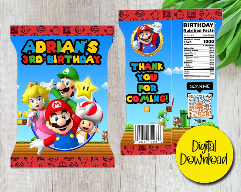 Super Mario Digital Chip Bags Digital Download Mario Chip - Etsy