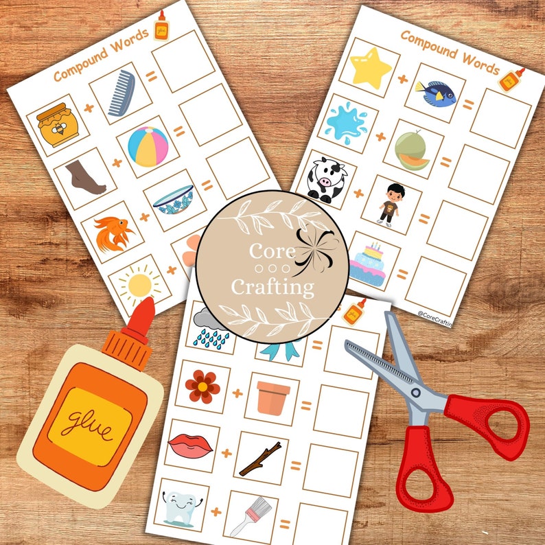 Compound Object Worksheet Compound Words Activity Sheet Worksheet Printable Cut Glue Preschool ...