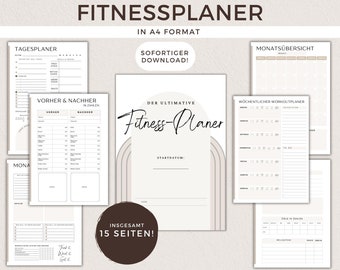 Fitness Planner German Journal Workout Plan Training Diary Logbook for Fitness, Training, Nutrition & Losing Weight; Planner motivation resolutions