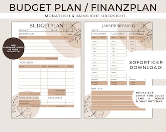 Planificador de presupuesto alemán, calendario de presupuesto, planificador financiero, libro del hogar en PDF, carpeta de presupuesto A6, A4, plan de ahorro, finanzas, objetivos 2026, ahorro.