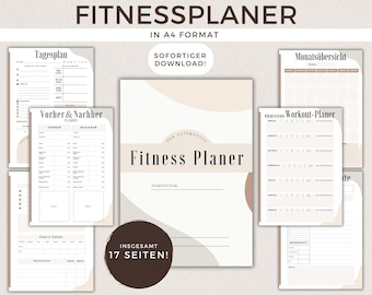 Fitness planner German workout plan training diary logbook for fitness, training, nutrition & weight loss planner motivation resolutions