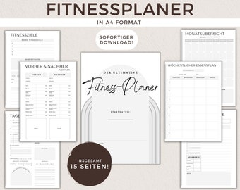 Fitness Planner German Workout Plan Training Diary Logbook for Fitness, Training, Nutrition & Losing Weight; Planner Motivation Resolutions Minimal