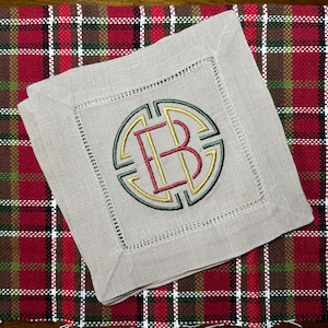 Personalized gift hemstitched cocktail napkins
