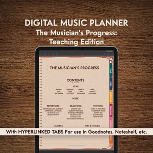 Digital Music Planner for Music Teaching & Teachers with Hyperlinked Tabs and Interactive Divider Menus