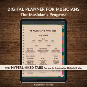 Digital Music Planner: Hyperlinked Tabs for Musicians (PDF)