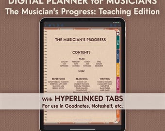 Digital Music Planner for Music Teaching & Teachers with Hyperlinked Tabs and Interactive Divider Menus