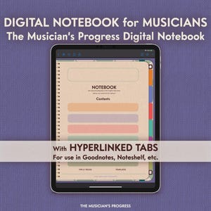 Agenda numérique musical pour carnet de notes : avec onglets avec liens hypertexte pour iPad, Goodnotes, Notability, etc. (téléchargement PDF)