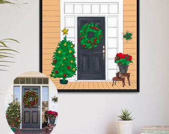 Custom House Portrait, Anpassbare Digitale Malerei, Handgemaltes Haus, Custom House Zeichnung, Linie Zeichnung Haus, Housewarming, Zeitgenössisch