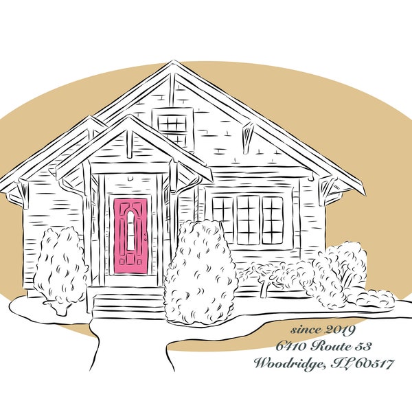 Custom House Portrait, Customizable Digital Painting, Hand Painted House, Custom House Drawing, Line Drawing Home, Housewarming,Contemporary